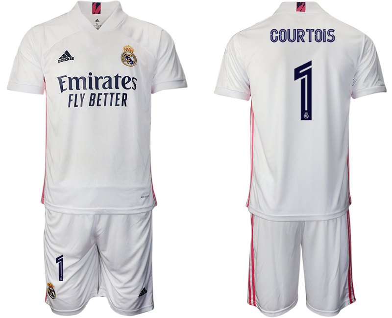 Men 2020-2021 club Real Madrid home #1 white Soccer Jerseys1->real madrid jersey->Soccer Club Jersey